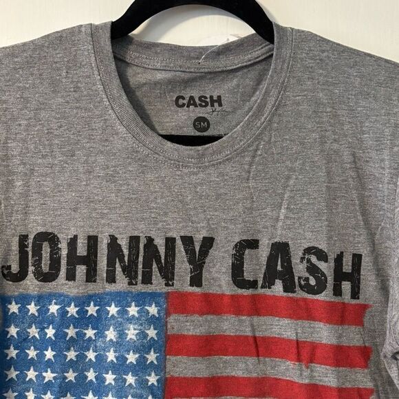 Johnny Cash American Rebel Small t-shirt grey red blue poly cotton rayon soft - Picture 4 of 11